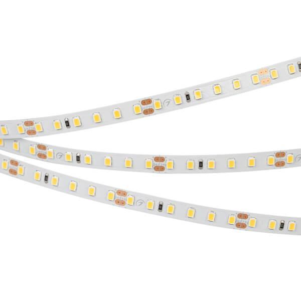 Светодиодная лента RT-A120-8mm 24V Warm3500 (9.6 W/m, IP20, 2835, 5m) (arlight, Открытый)